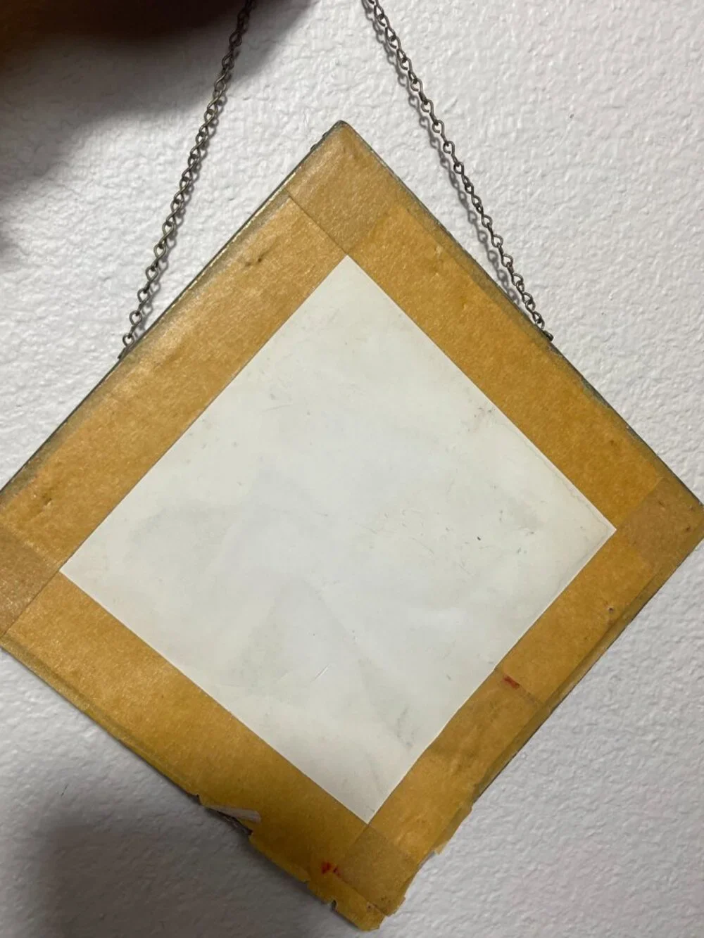 Diamond-shaped Faux Metal Gold Picture Frame Blk&WHT Print Child Goat 6.75x6.75